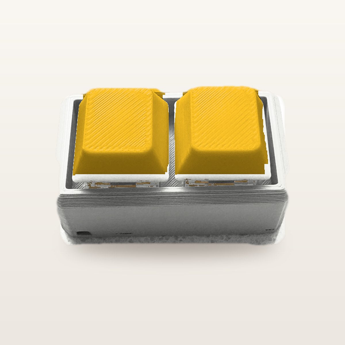 Clickey Duo met witte basis en gele keycaps