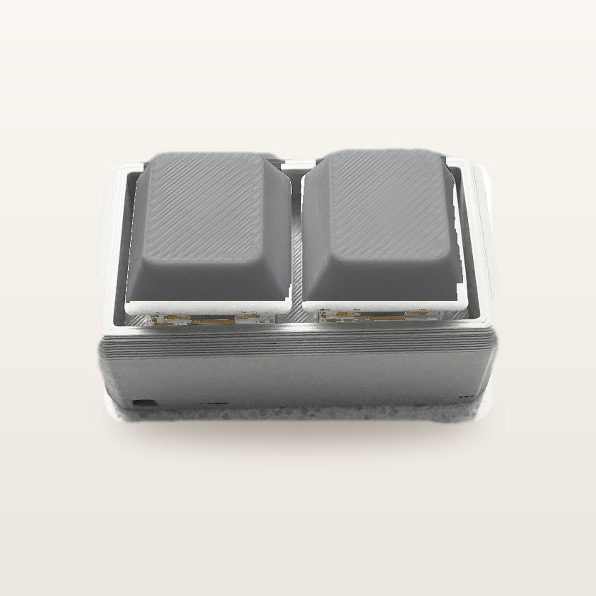 Clickey Duo met witte basis en grijze keycaps