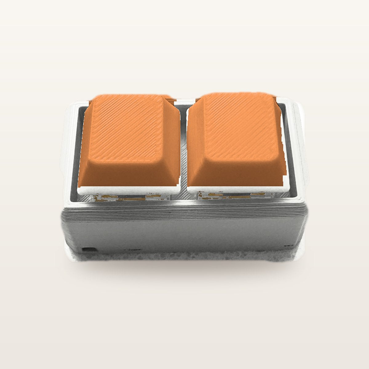 Clickey Duo met witte basis en oranje keycaps