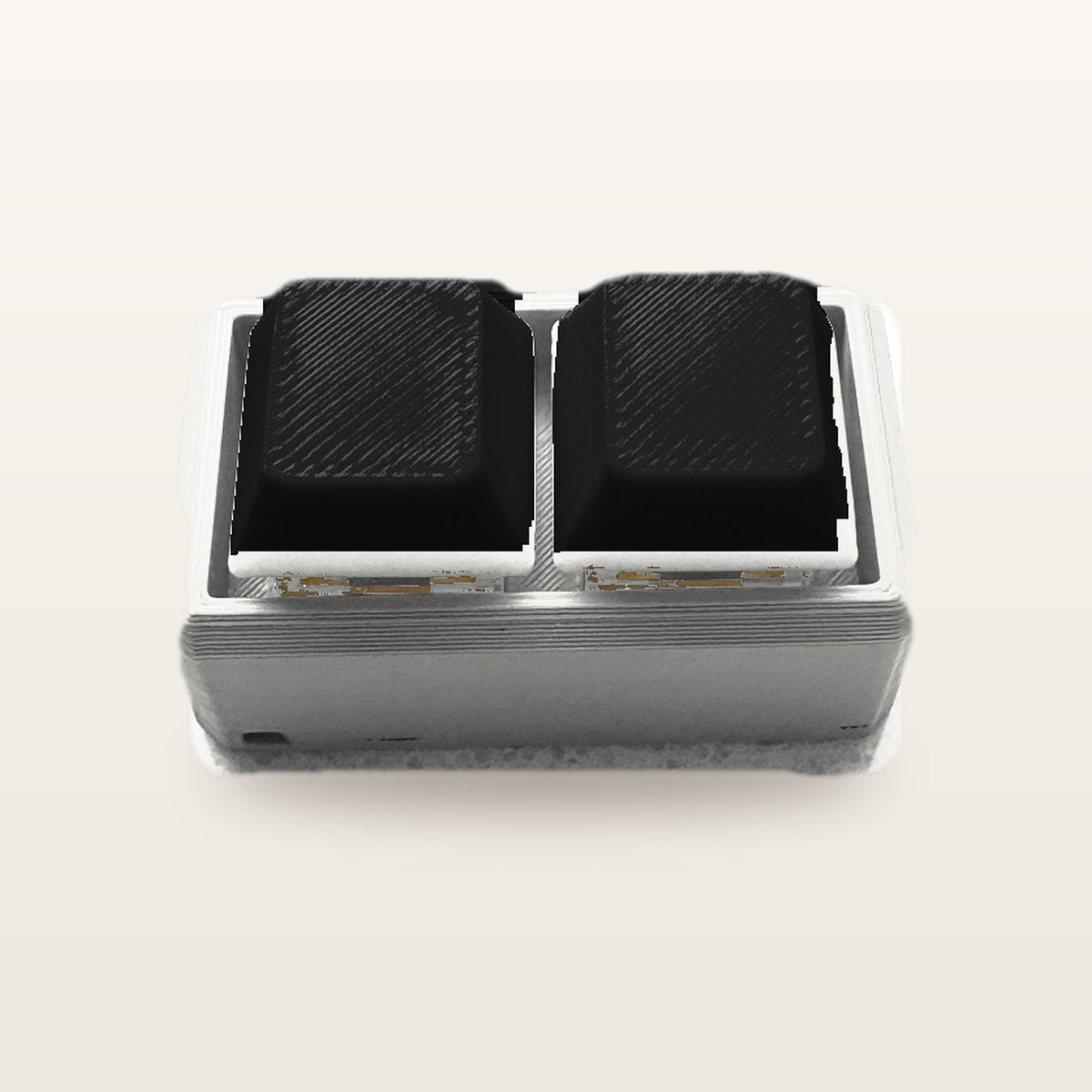 Clickey Duo met witte basis en zwarte keycaps