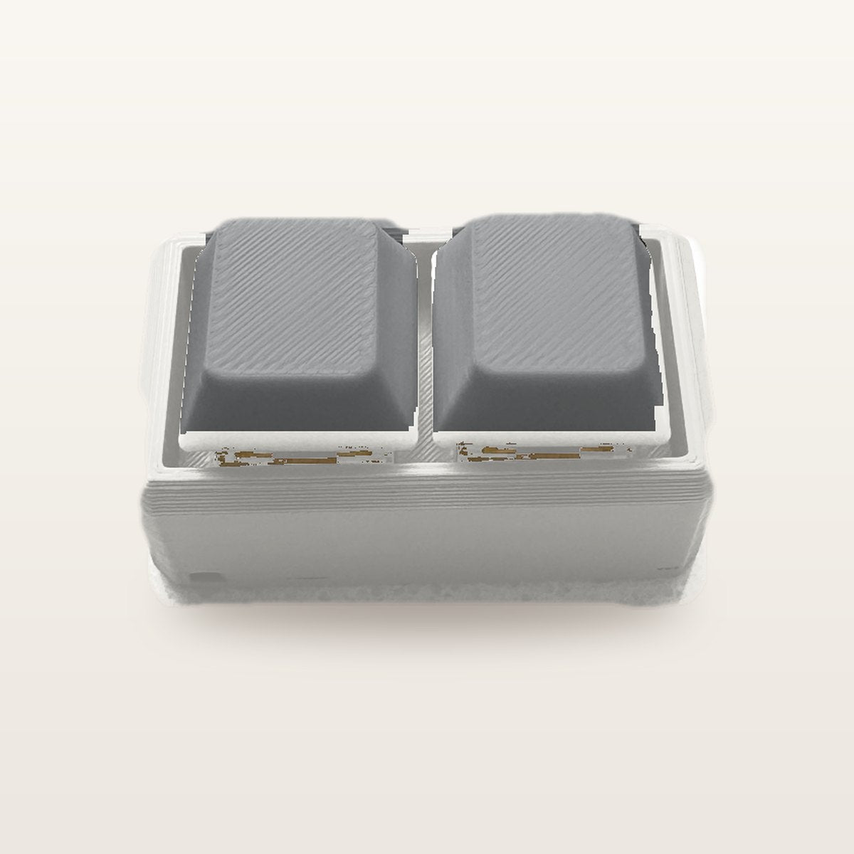Clickey Duo met mat witte basis en grijze keycaps