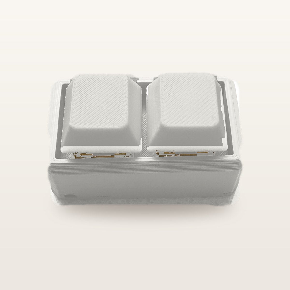Clickey Duo met mat witte basis en mat witte keycaps