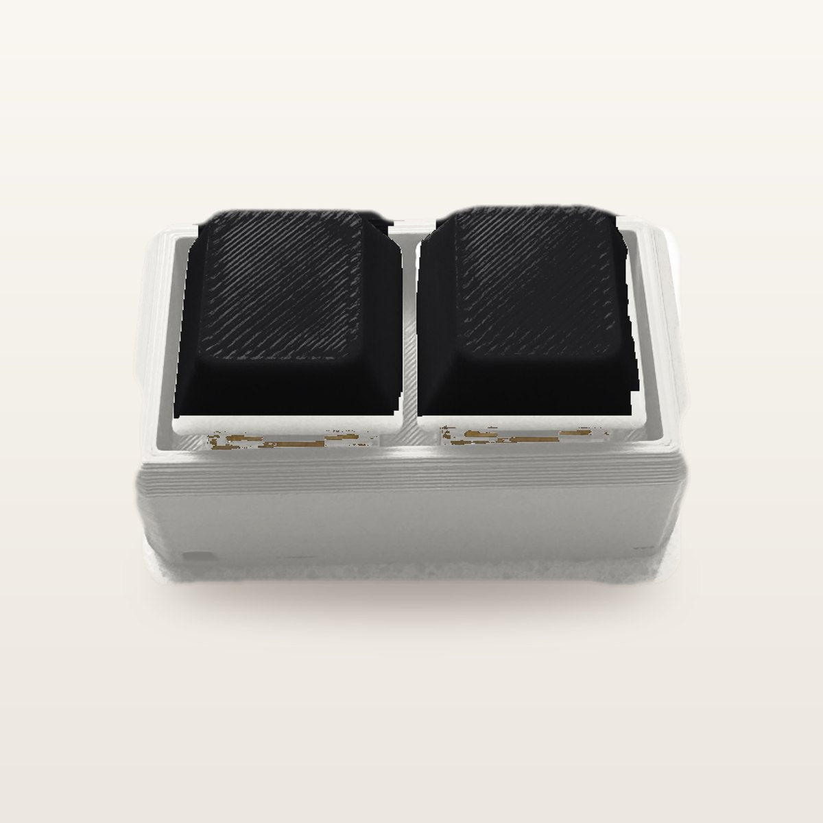 Clickey Duo met mat witte basis en zwarte keycaps