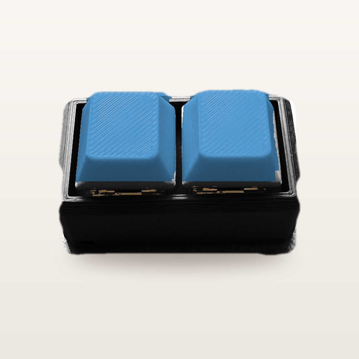 Clickey Duo met zwarte basis en blauwe keycaps
