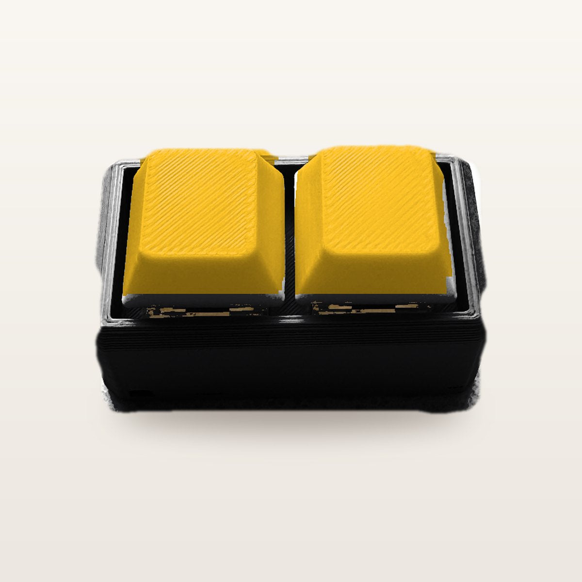 Clickey Duo met zwarte basis en gele keycaps