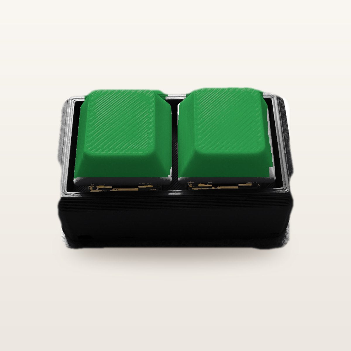 Clickey Duo met zwarte basis en groene keycaps