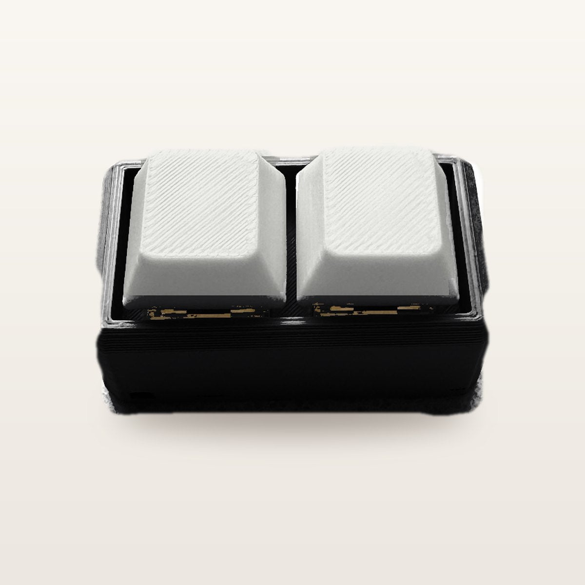 Clickey Duo met zwarte basis en witte keycaps