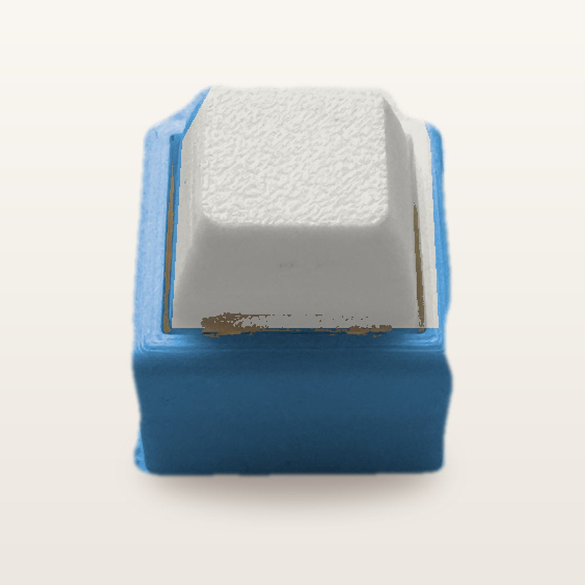 Clickey Mono met blauwe basis en mat witte keycaps