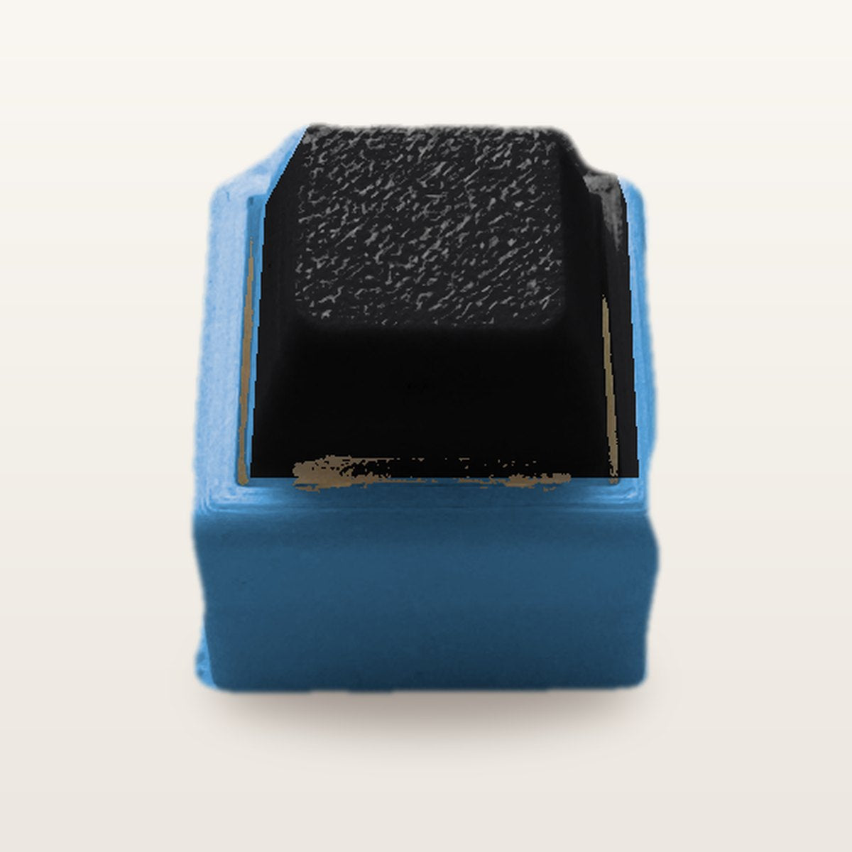 Clickey Mono met blauwe basis en zwarte keycaps
