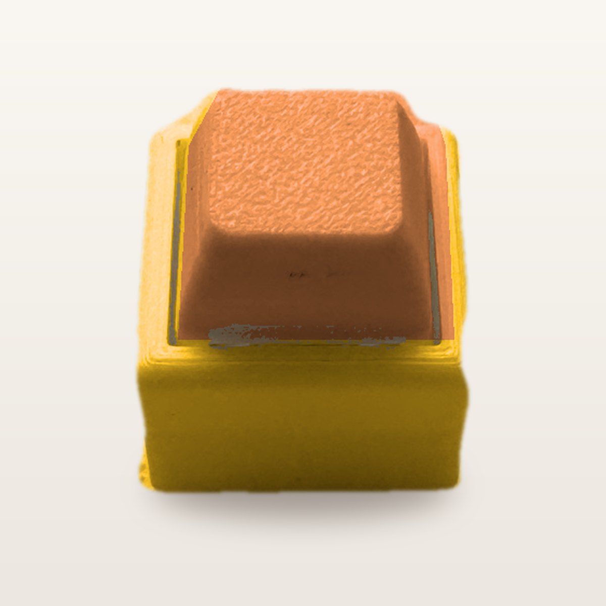 Clickey Mono met gele basis en oranje keycaps