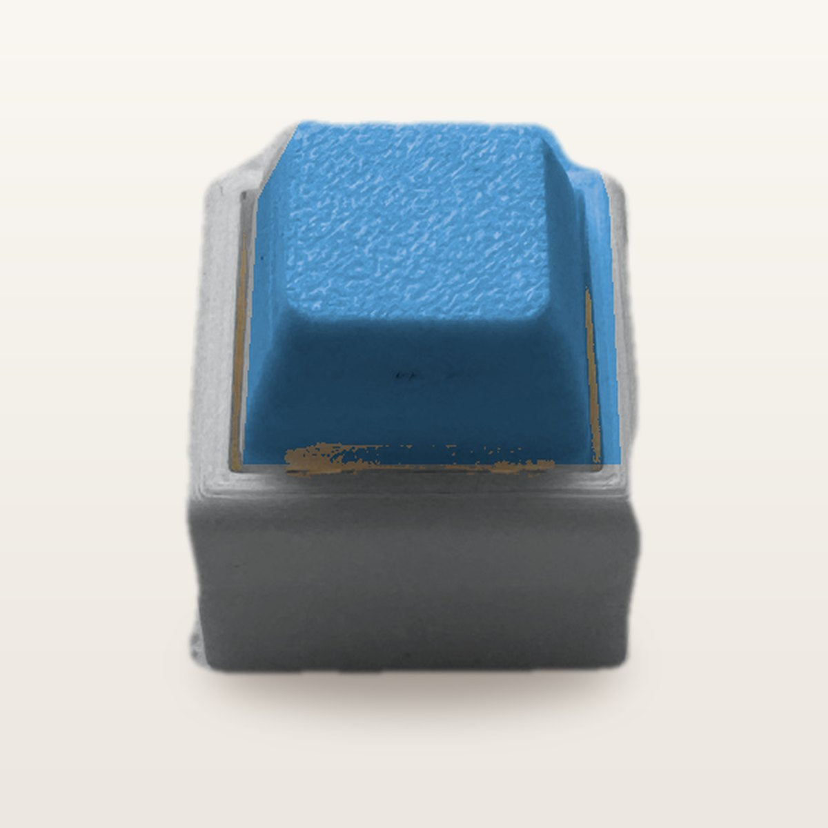 Clickey Mono met grijze basis en blauwe keycaps