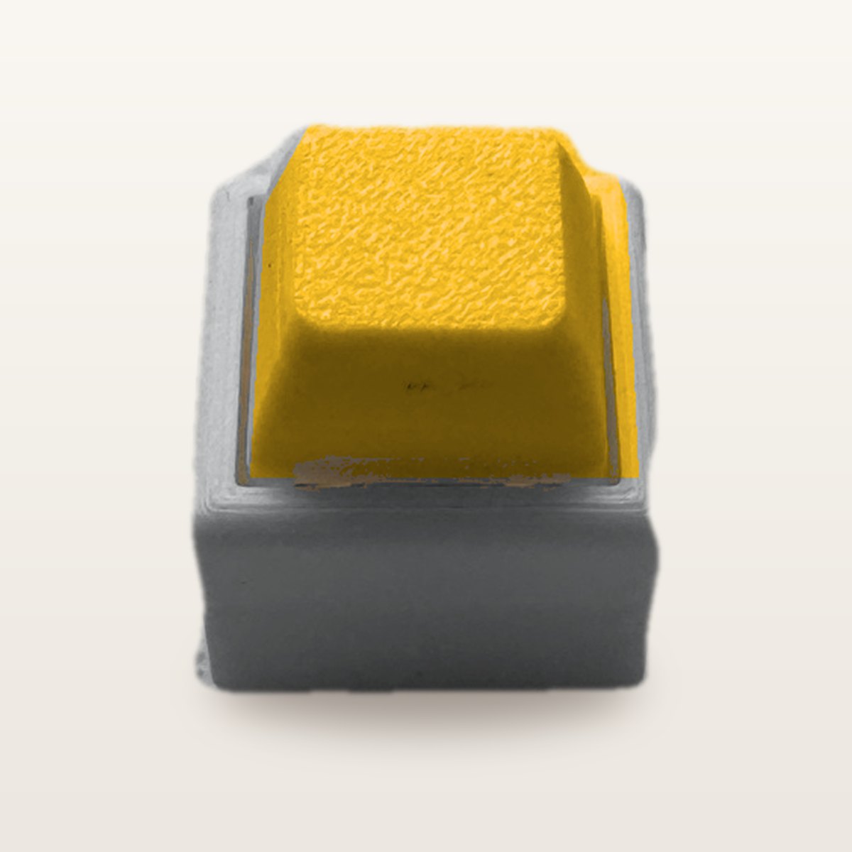 Clickey Mono met grijze basis en gele keycaps