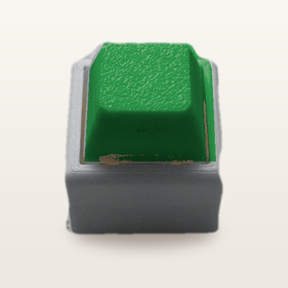 Clickey Mono met grijze basis en groene keycaps