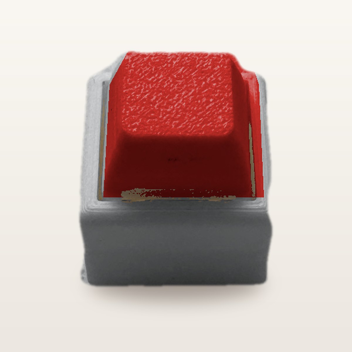 Clickey Mono met grijze basis en rode keycaps
