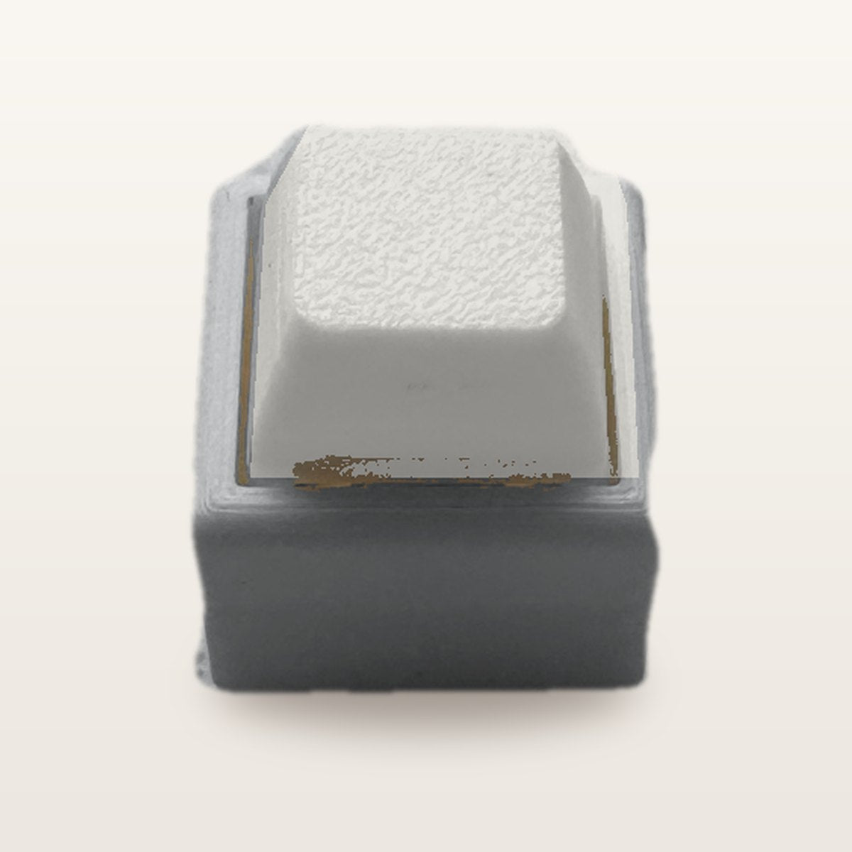 Clickey Mono met grijze basis en mat witte keycaps