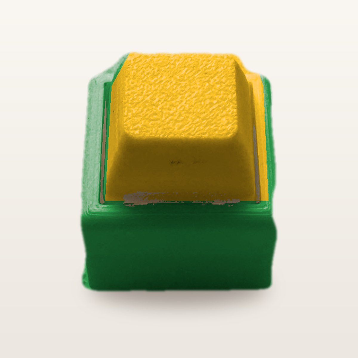 Clickey Mono met groene basis en gele keycaps