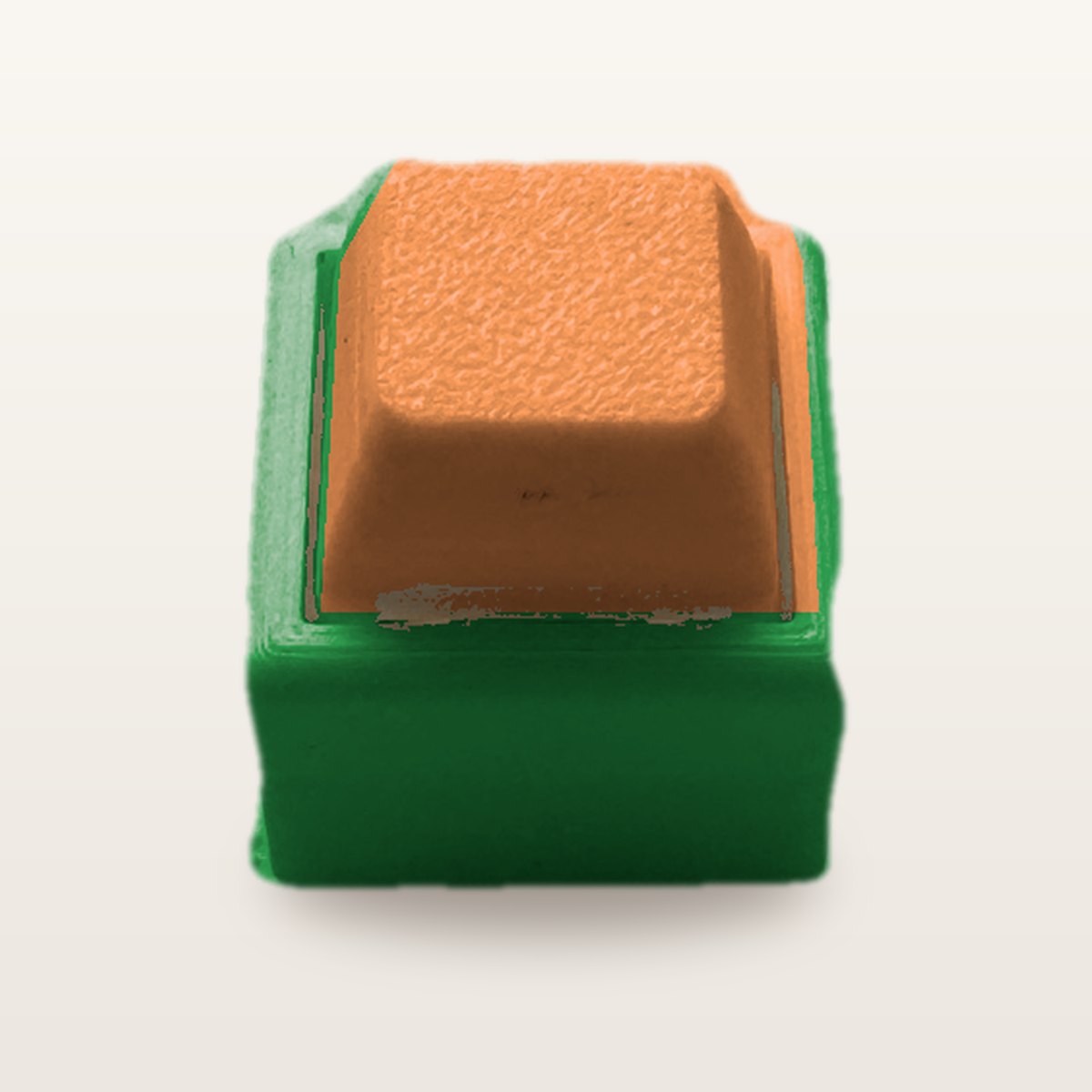 Clickey Mono met groene basis en oranje keycaps