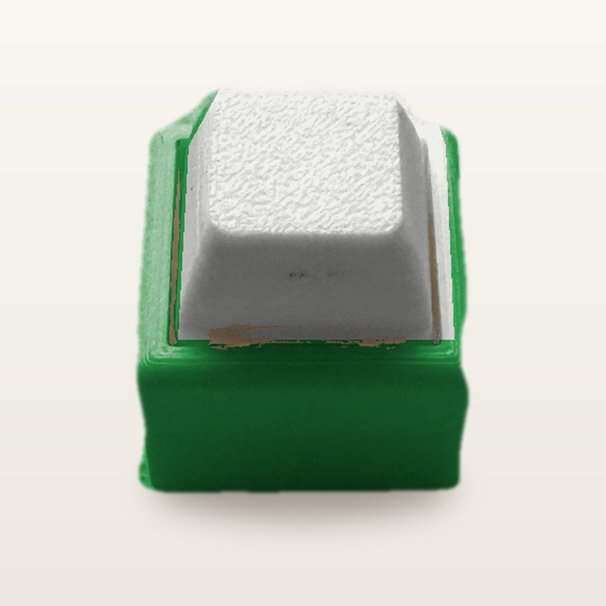 Clickey Mono met groene basis en witte keycaps