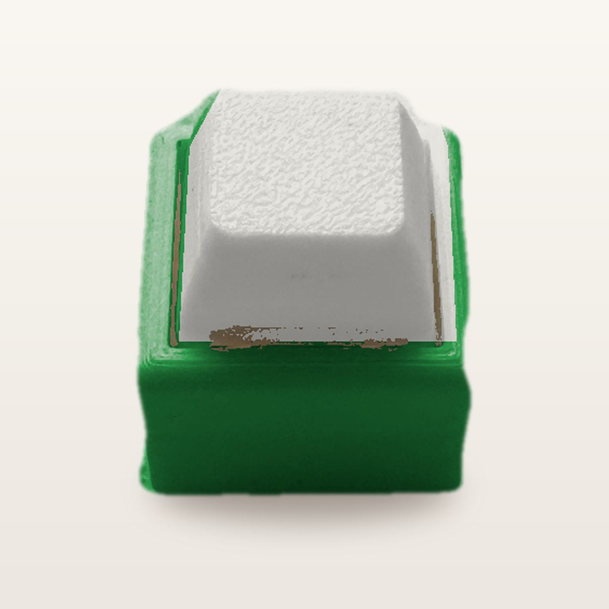 Clickey Mono met groene basis en mat witte keycaps