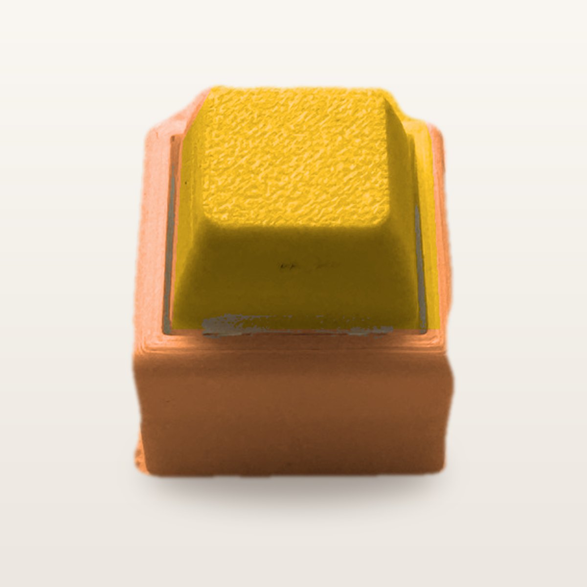 Clickey Mono met oranje basis en gele keycaps