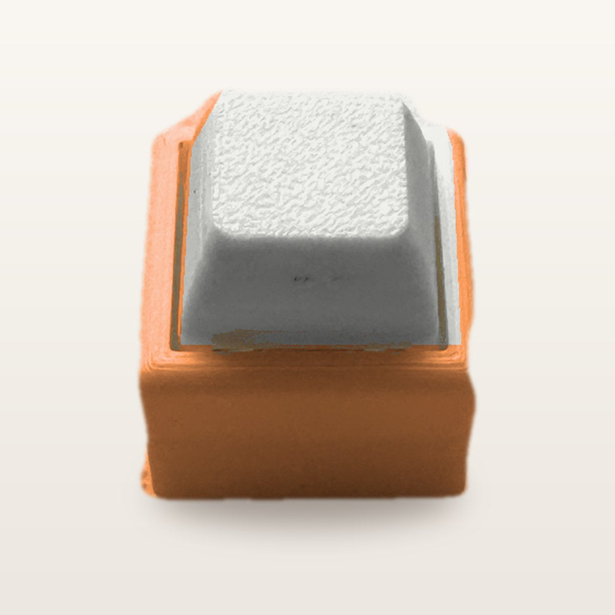 Clickey Mono met oranje basis en witte keycaps