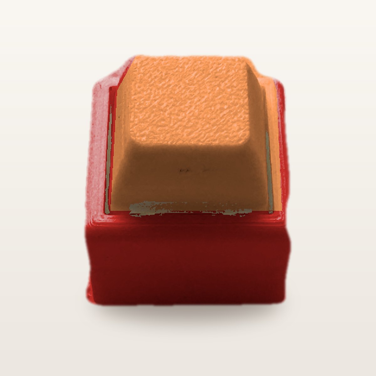 Clickey Mono met rode basis en oranje keycaps
