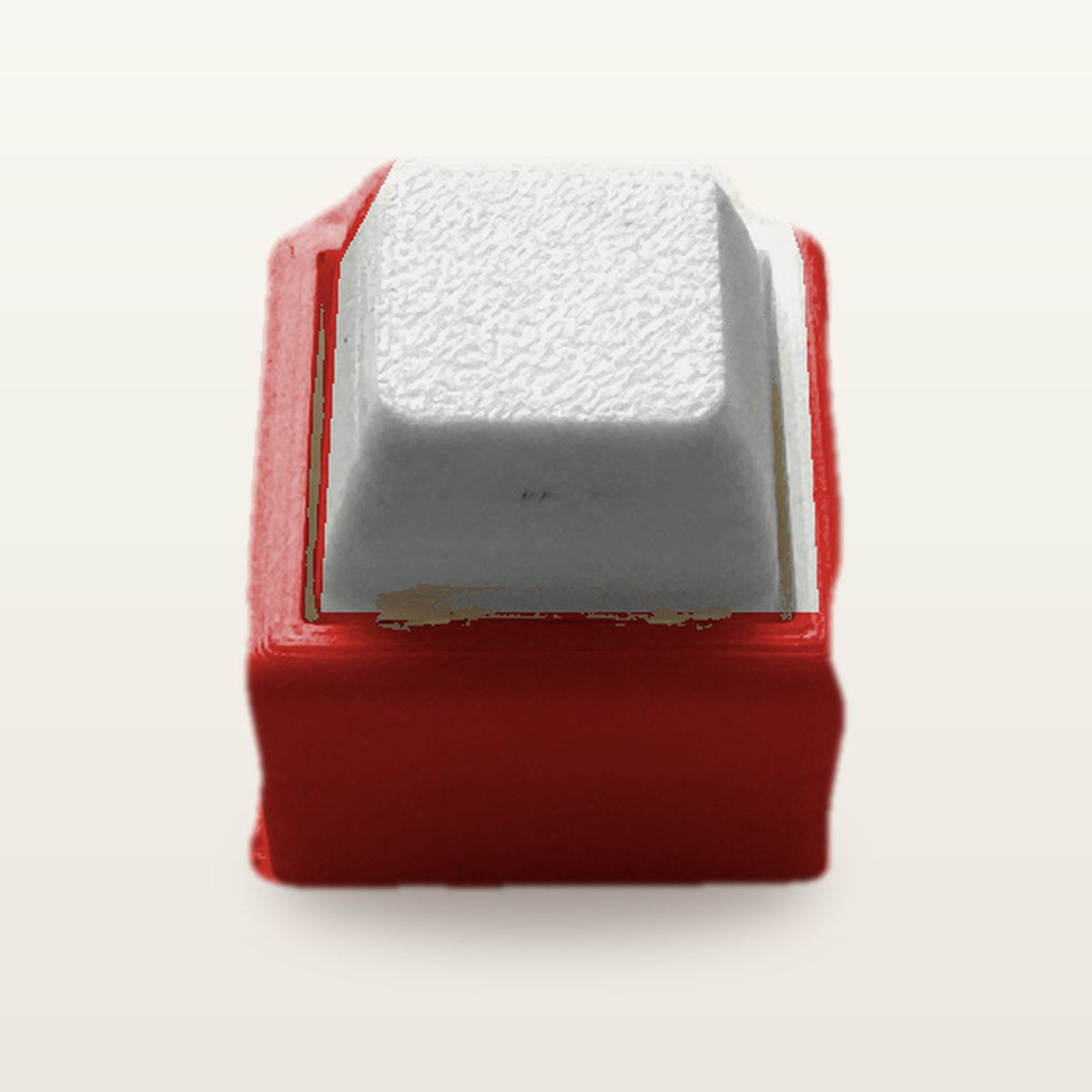 Clickey Mono met rode basis en witte keycaps
