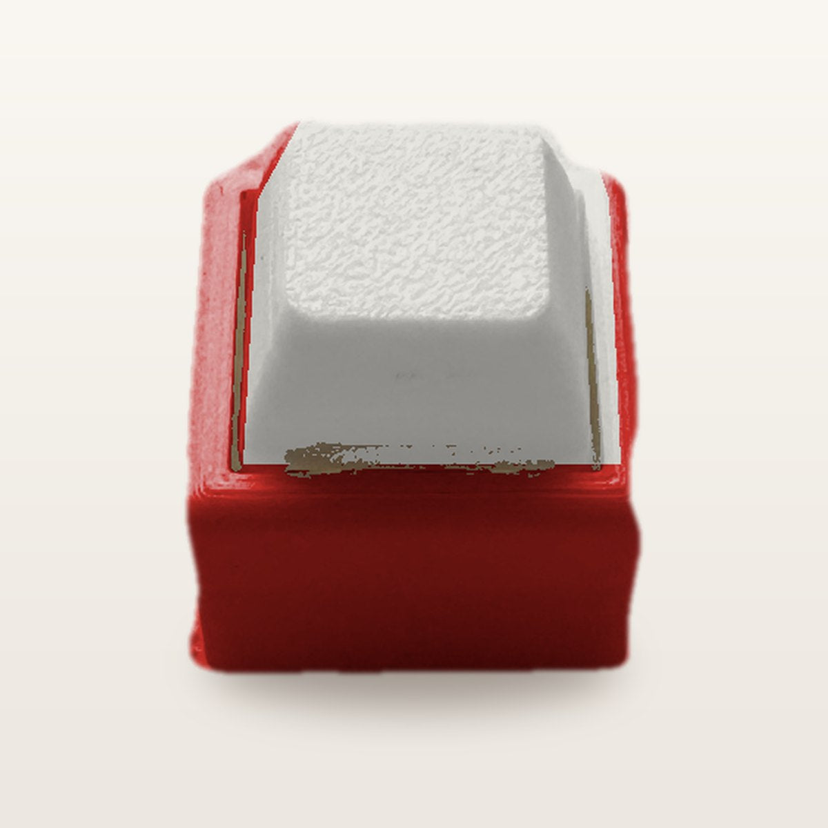 Clickey Mono met rode basis en mat witte keycaps