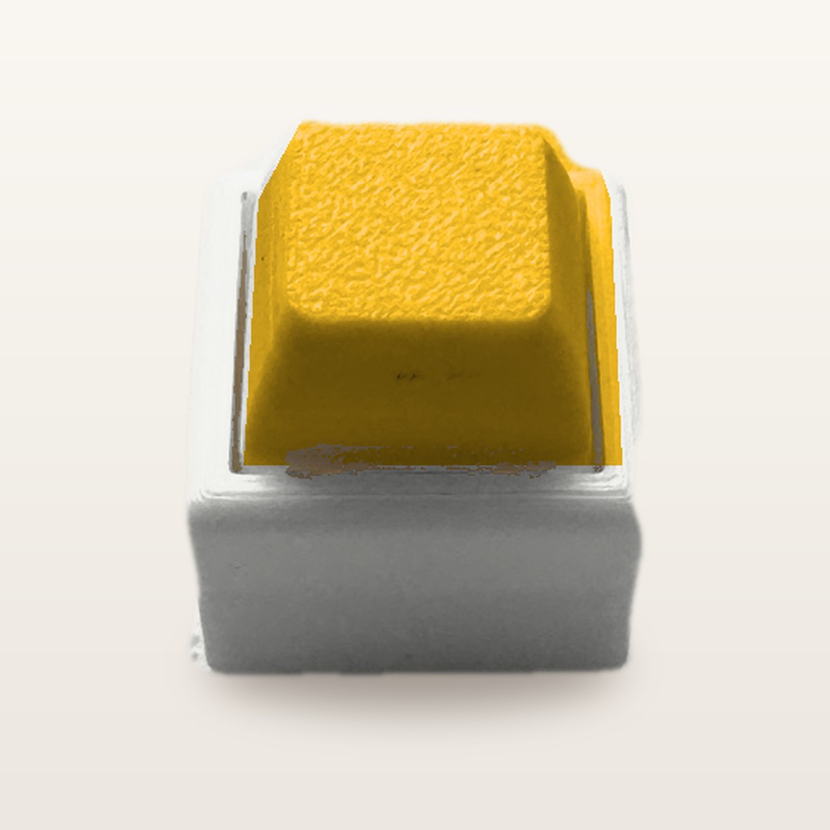 Clickey Mono met witte basis en gele keycaps