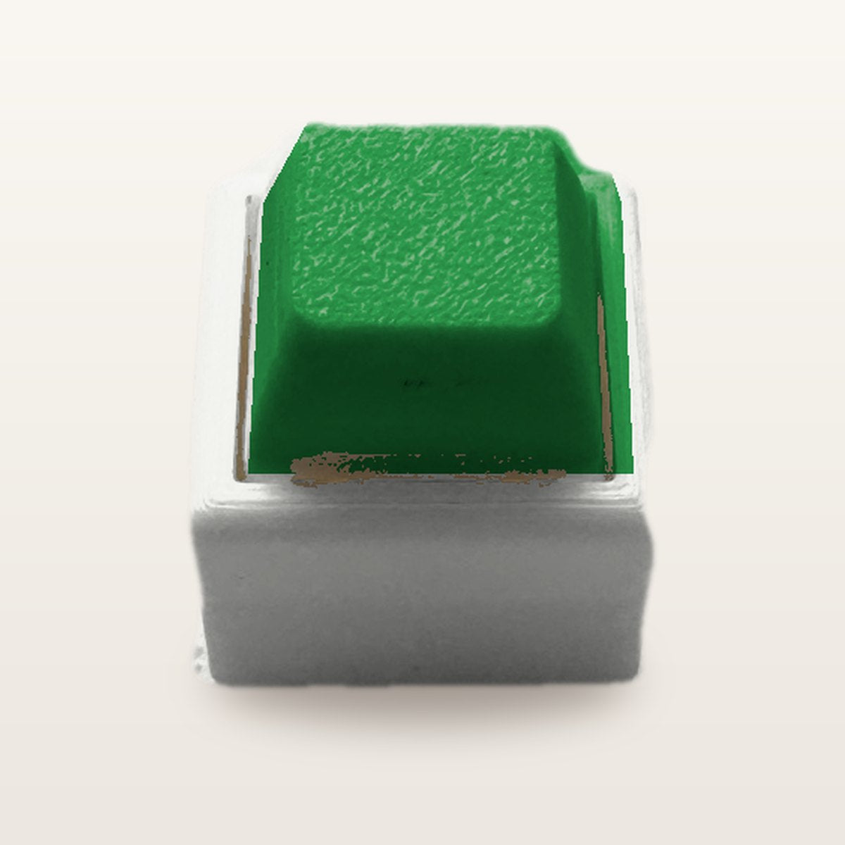 Clickey Mono met witte basis en groene keycaps