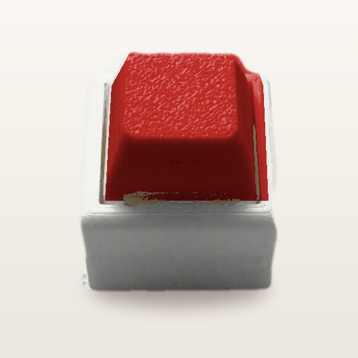 Clickey Mono met witte basis en rode keycaps