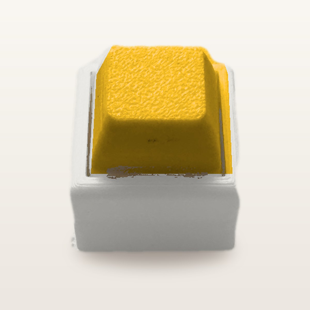 Clickey Mono met mat witte basis en gele keycaps
