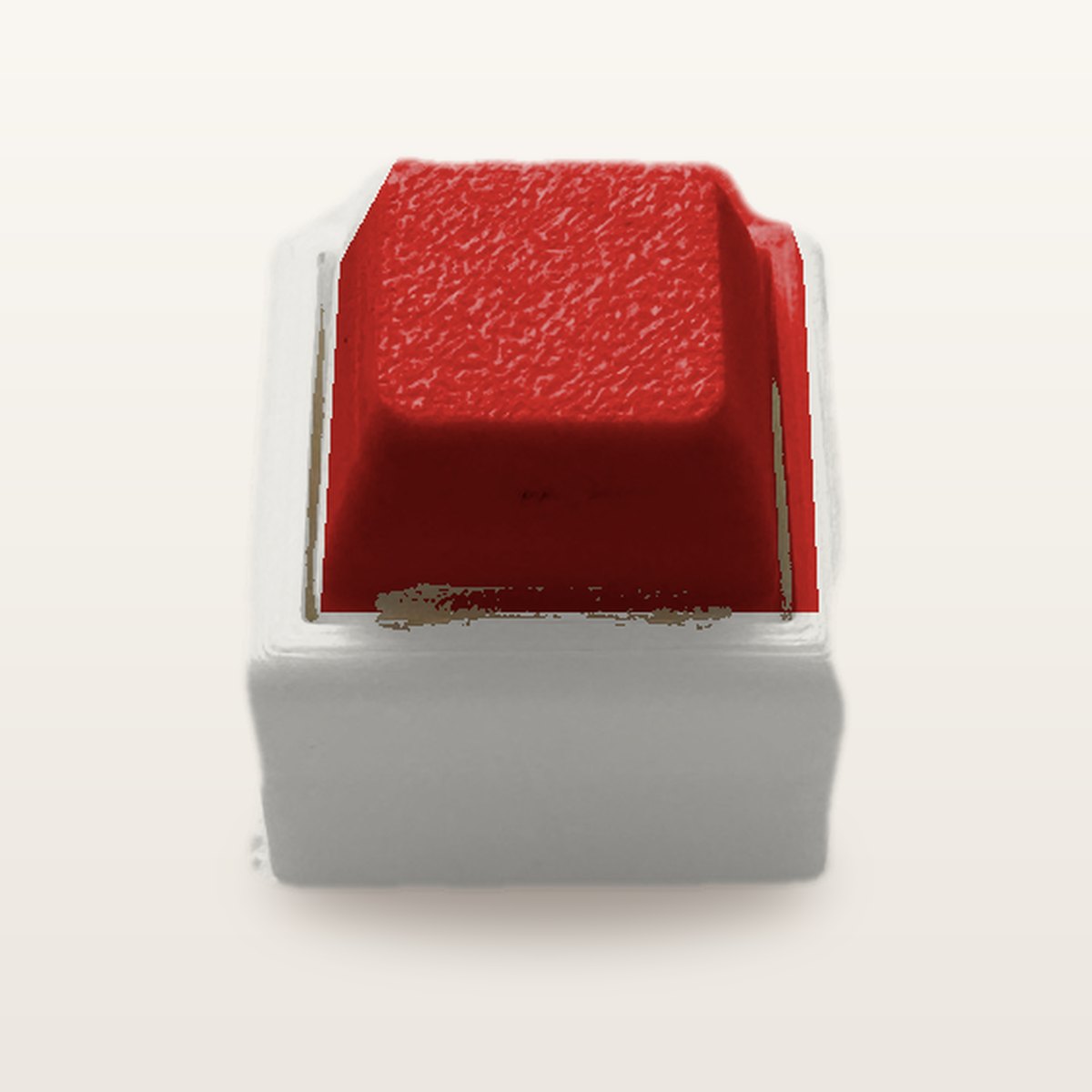 Clickey Mono met mat witte basis en rode keycaps