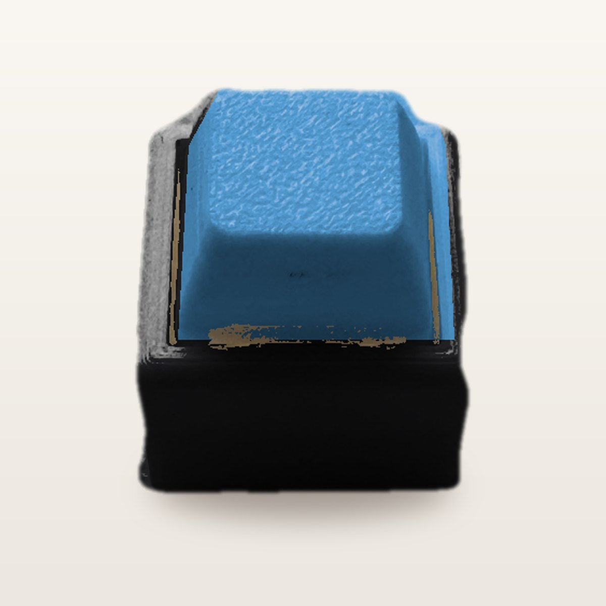Clickey Mono met zwarte basis en blauwe keycaps
