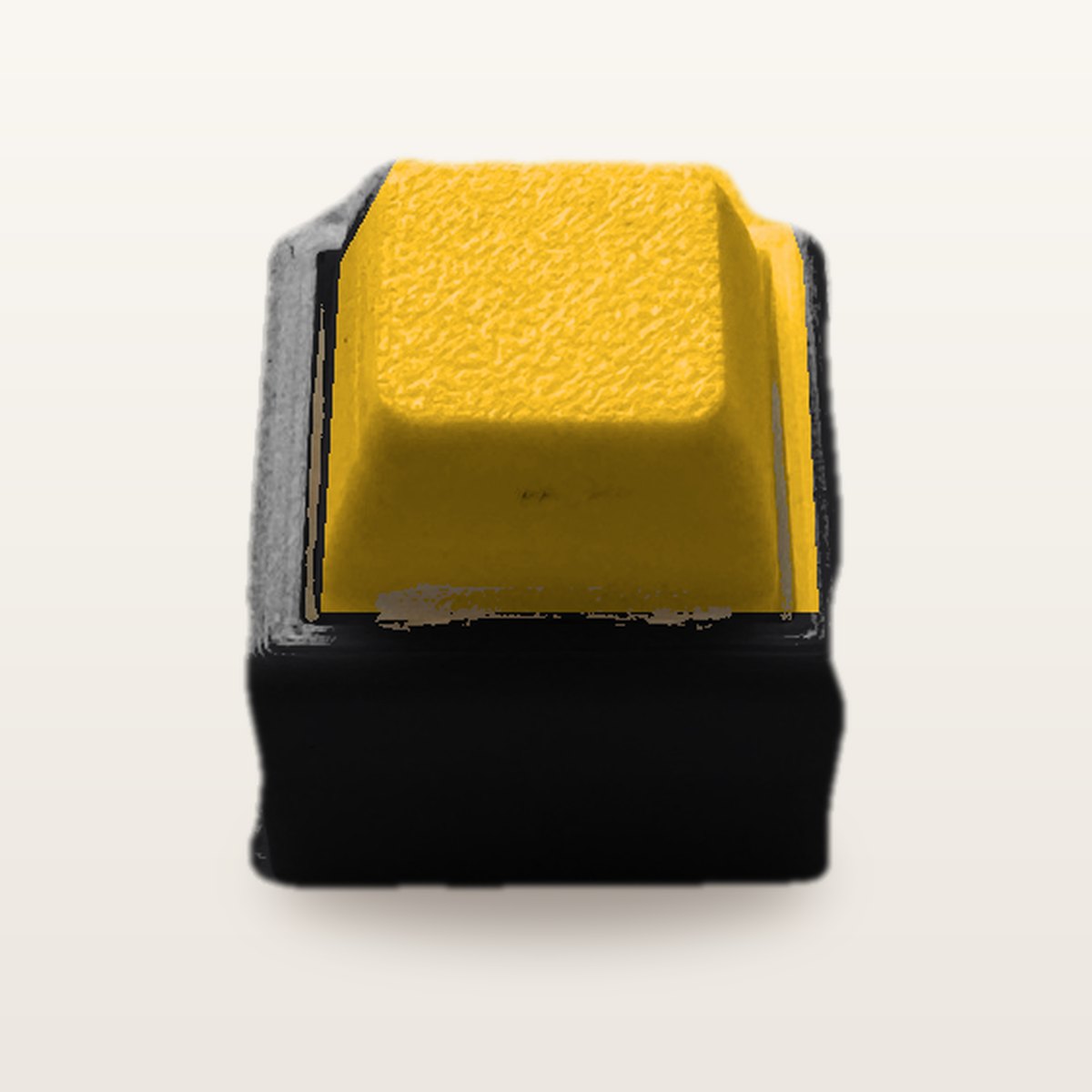 Clickey Mono met zwarte basis en gele keycaps