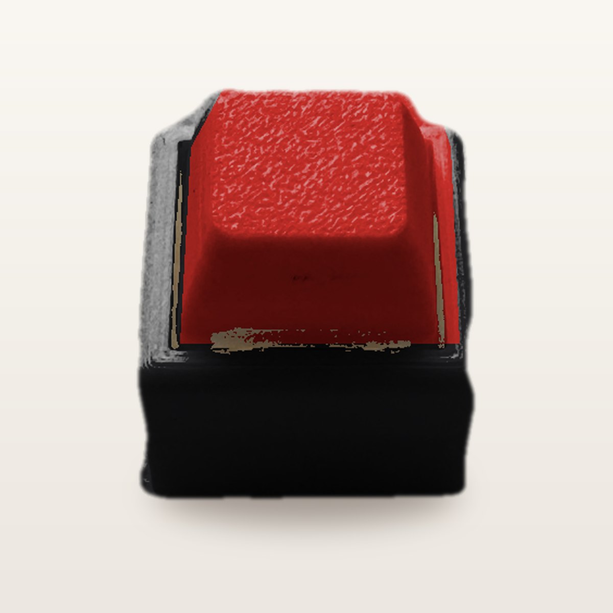 Clickey Mono met zwarte basis en rode keycaps
