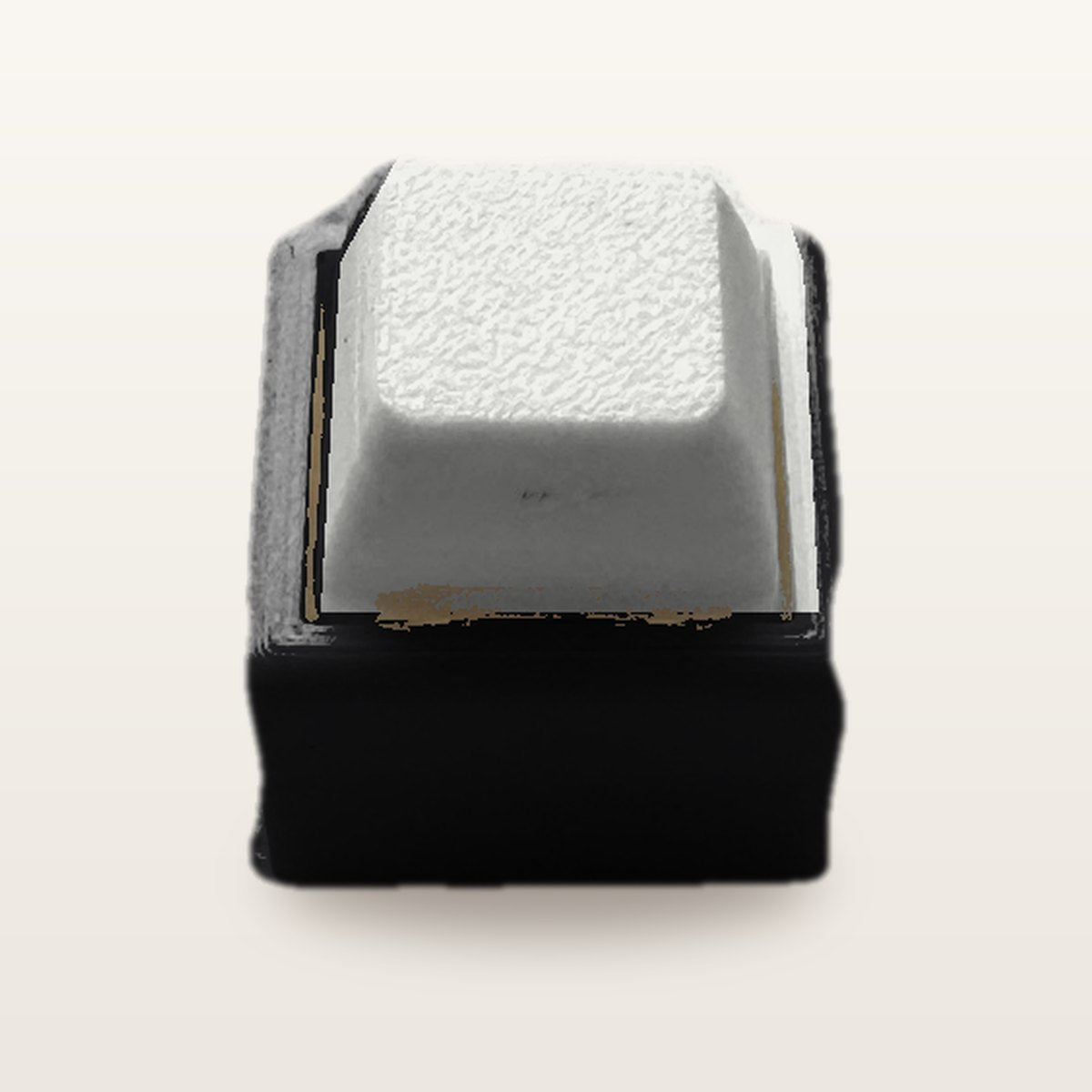 Clickey Mono met zwarte basis en witte keycaps