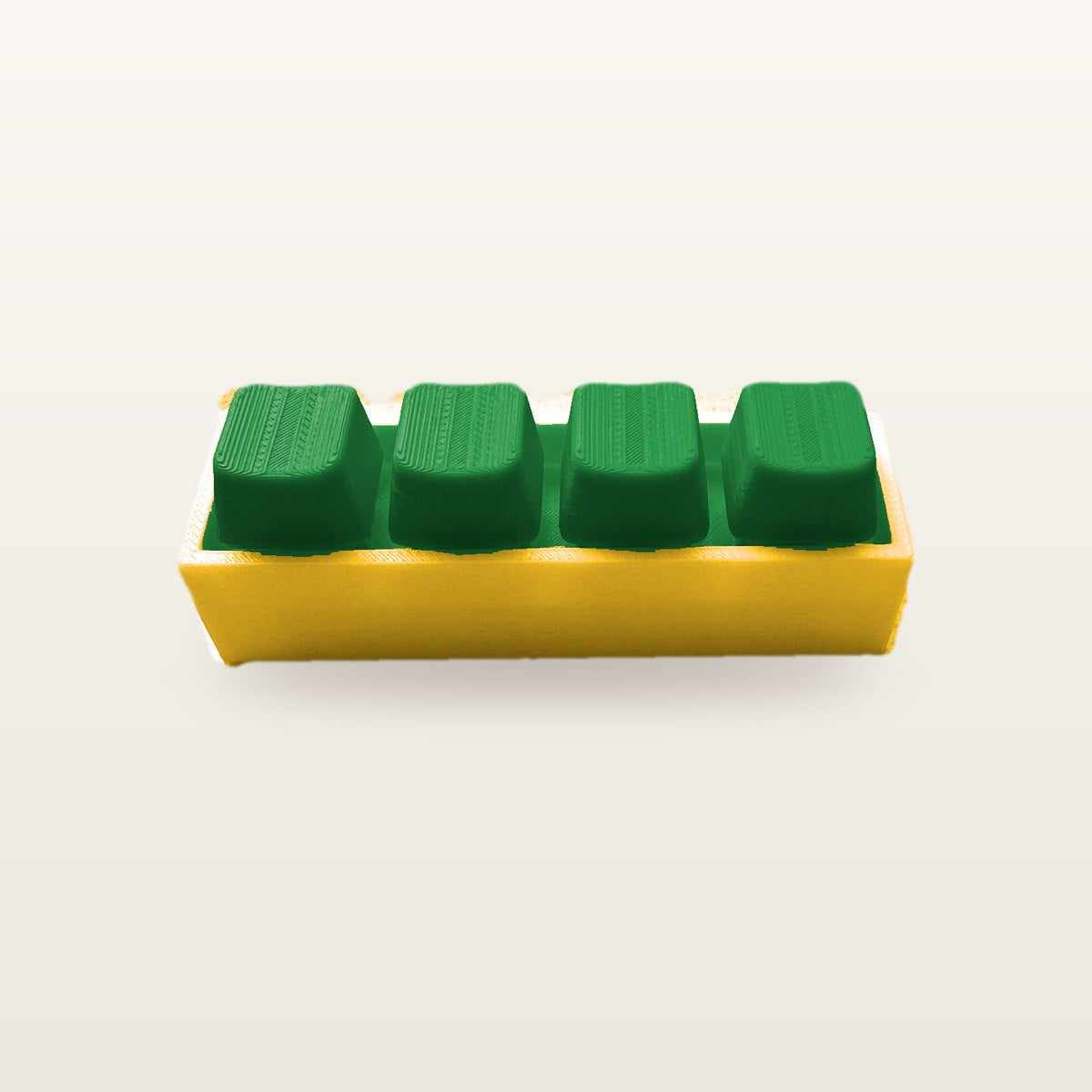 Clickey Royal Four met gele basis en groene keycaps