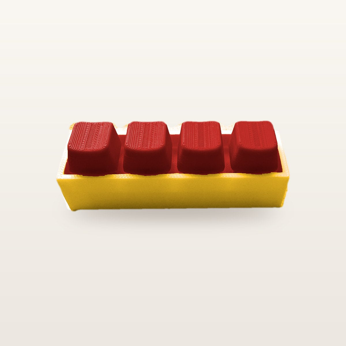 Clickey Royal Four met gele basis en rode keycaps