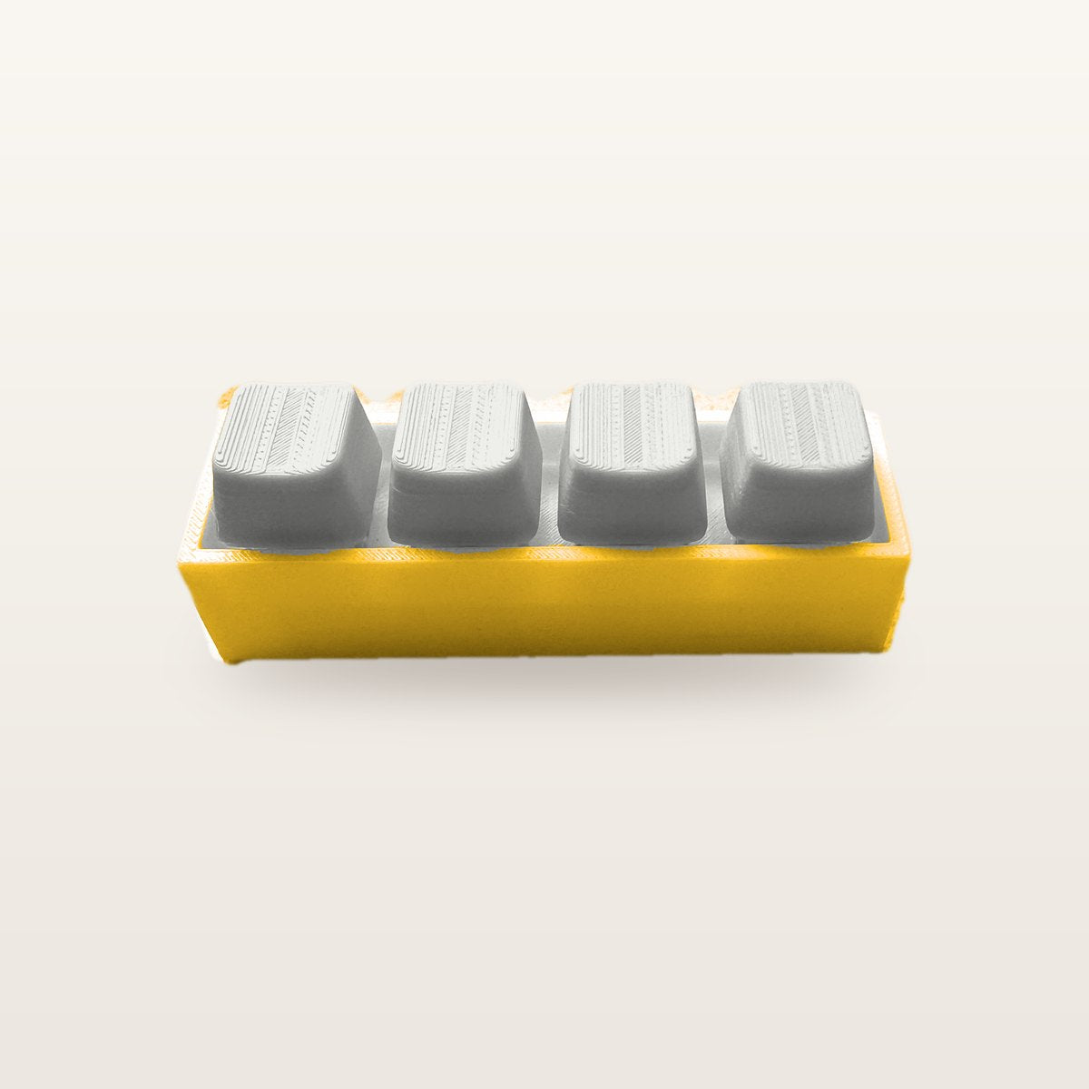 Clickey Royal Four met gele basis en witte keycaps