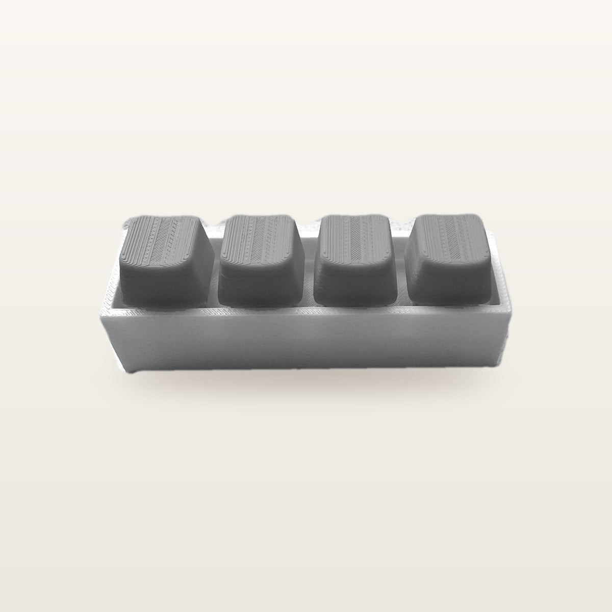 Clickey Royal Four met grijze basis en grijze keycaps