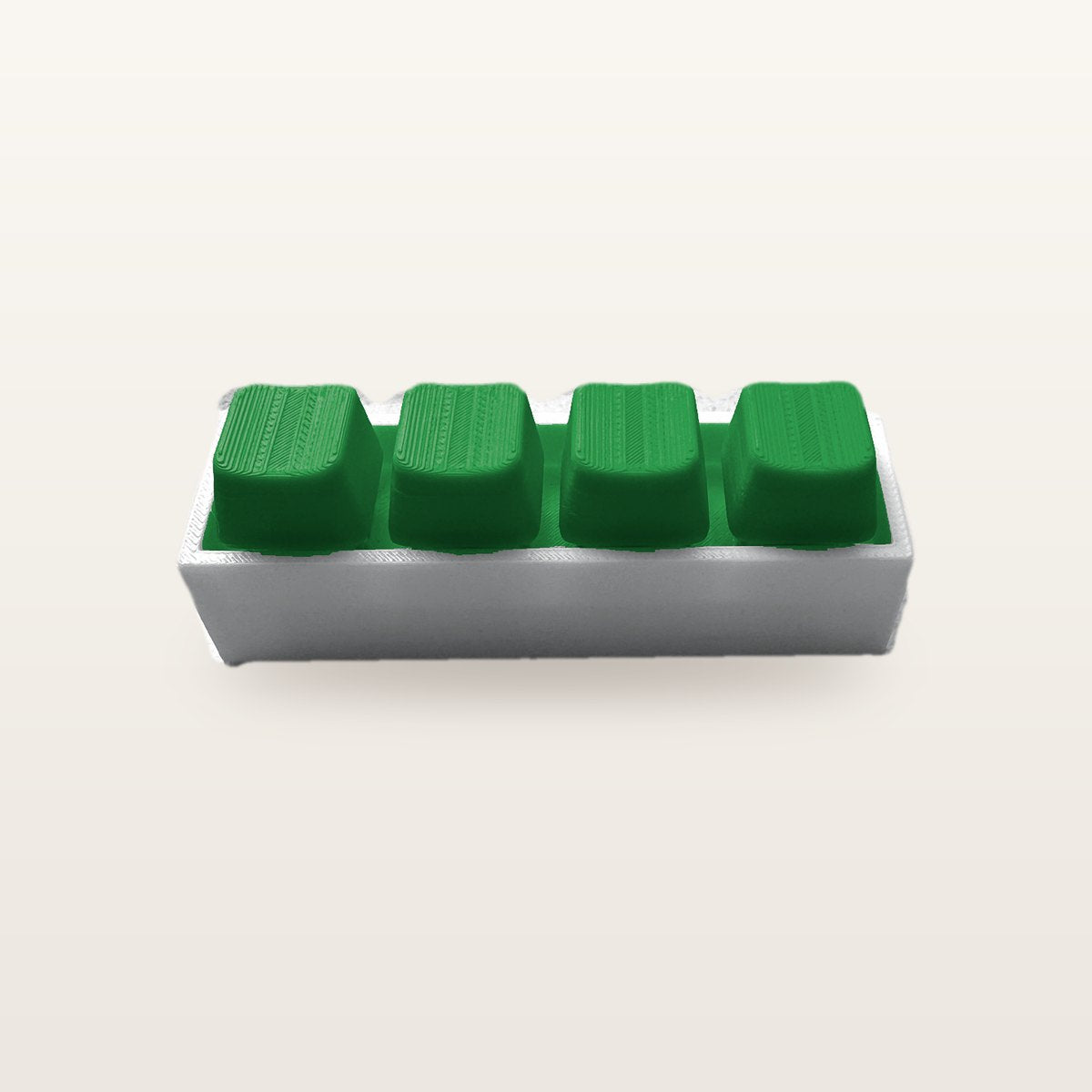 Clickey Royal Four met grijze basis en groene keycaps
