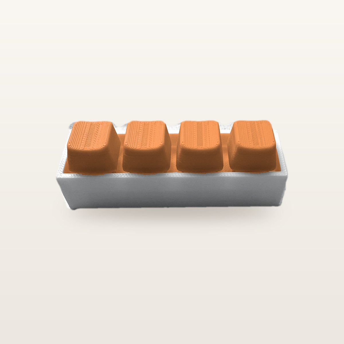 Clickey Royal Four met grijze basis en oranje keycaps