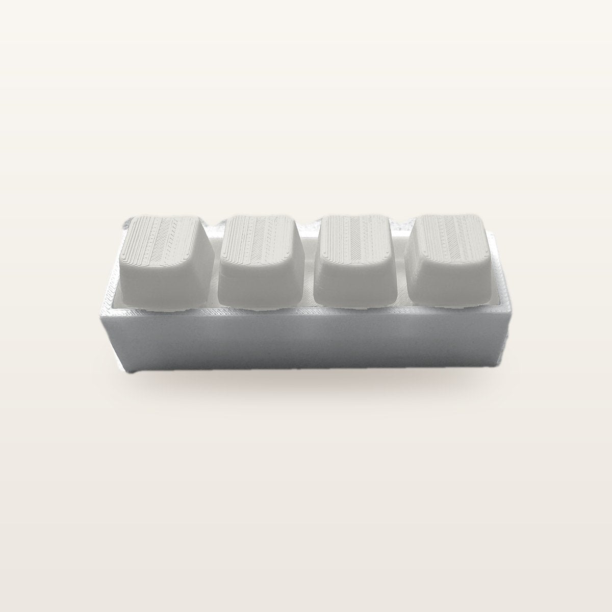 Clickey Royal Four met grijze basis en mat witte keycaps