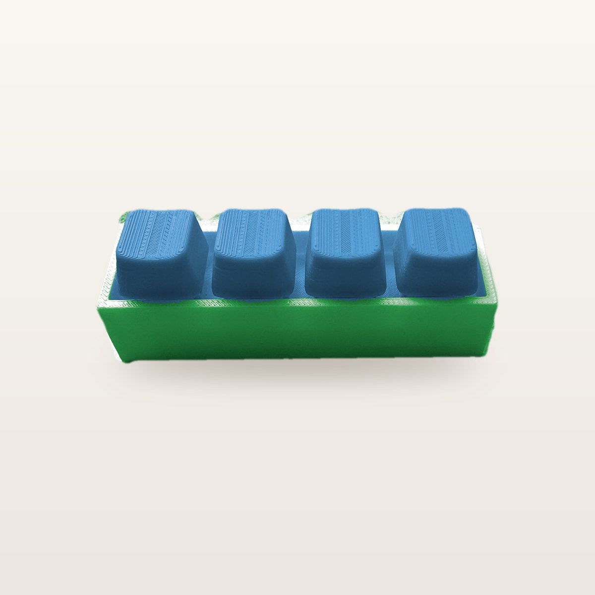 Clickey Royal Four met groene basis en blauwe keycaps