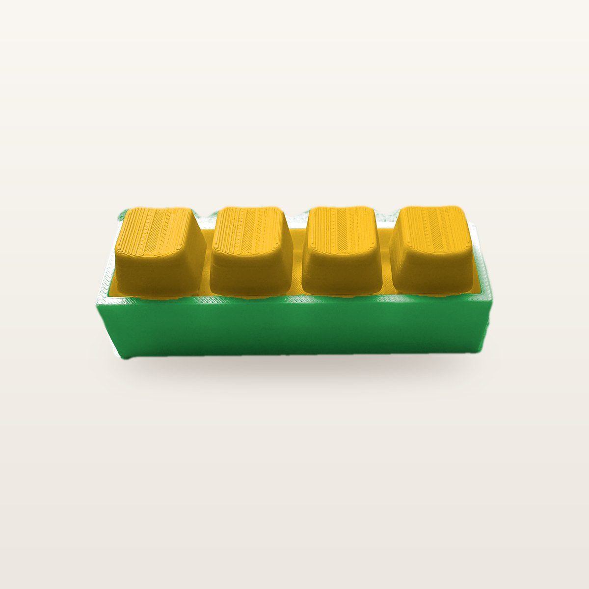 Clickey Royal Four met groene basis en gele keycaps