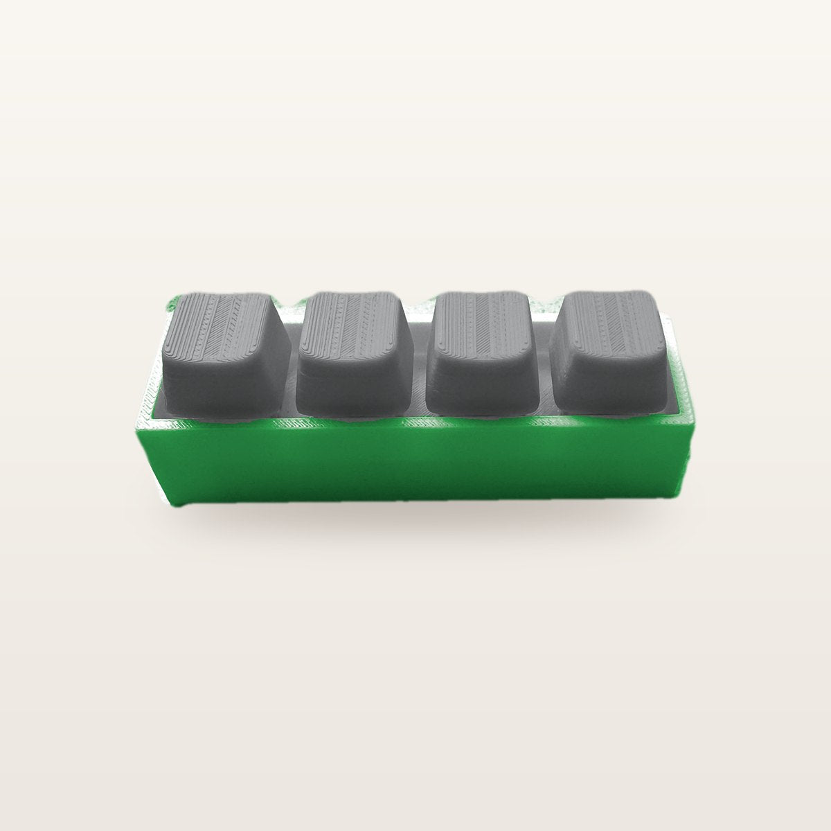 Clickey Royal Four met groene basis en grijze keycaps