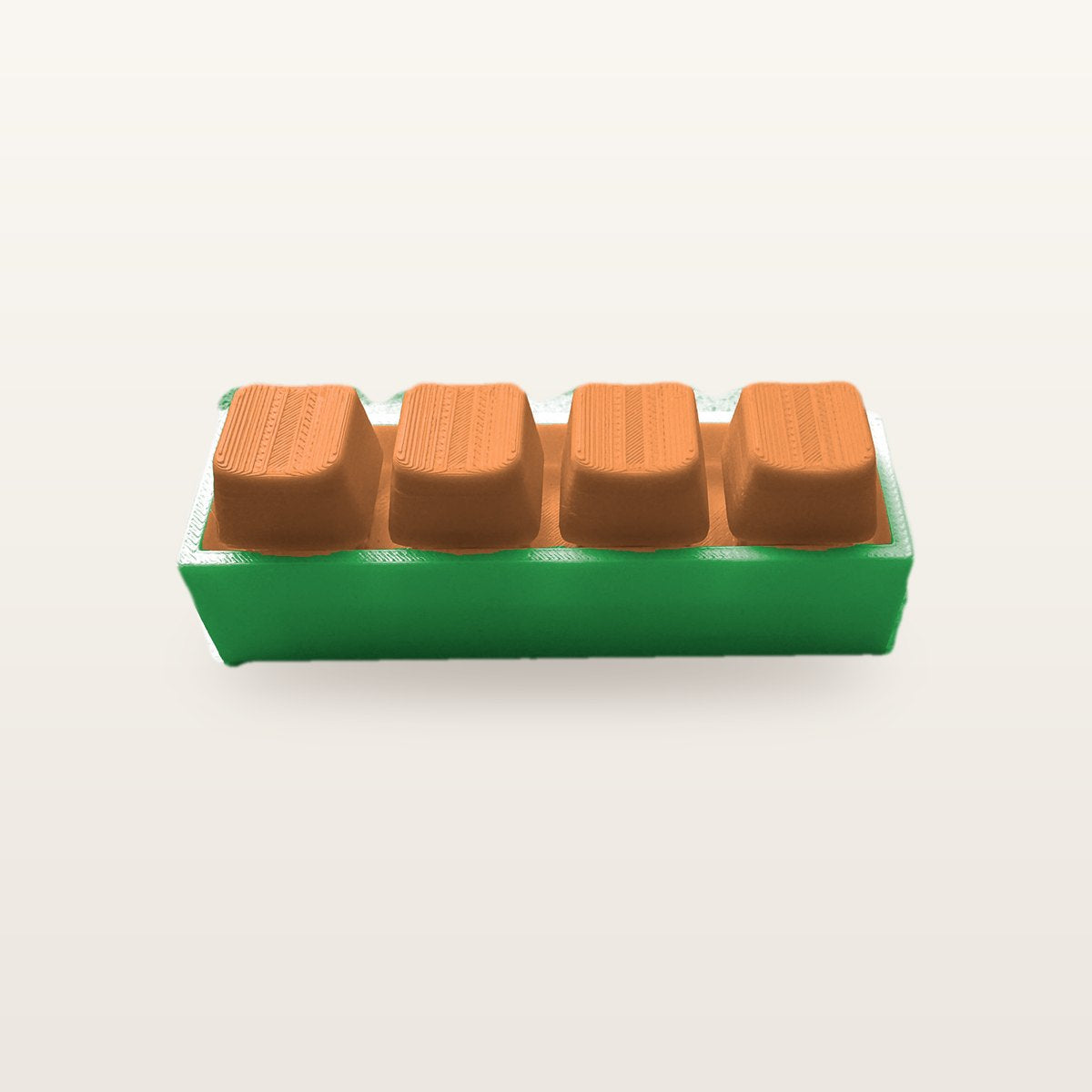 Clickey Royal Four met groene basis en oranje keycaps