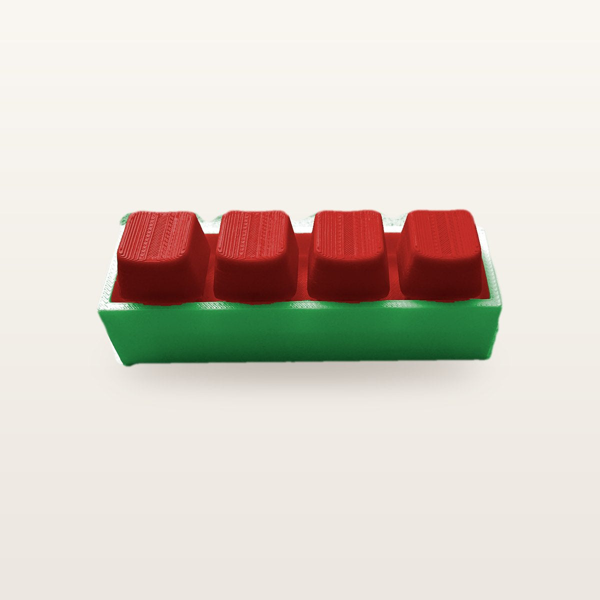 Clickey Royal Four met groene basis en rode keycaps