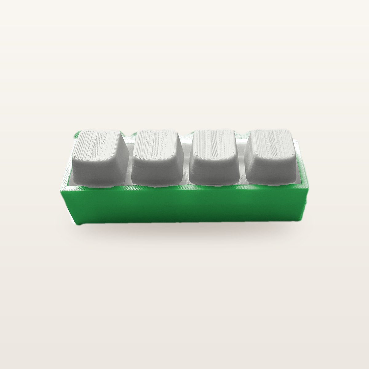 Clickey Royal Four met groene basis en witte keycaps